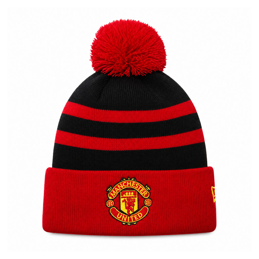 Manchester United New Era Black & Red Knit Pom Beanie