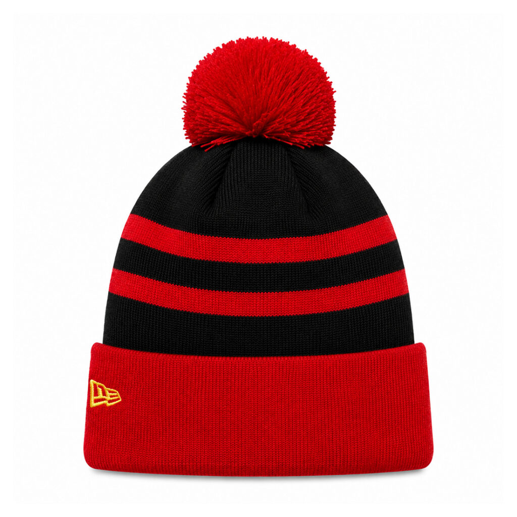 Manchester United New Era Black & Red Knit Pom Beanie