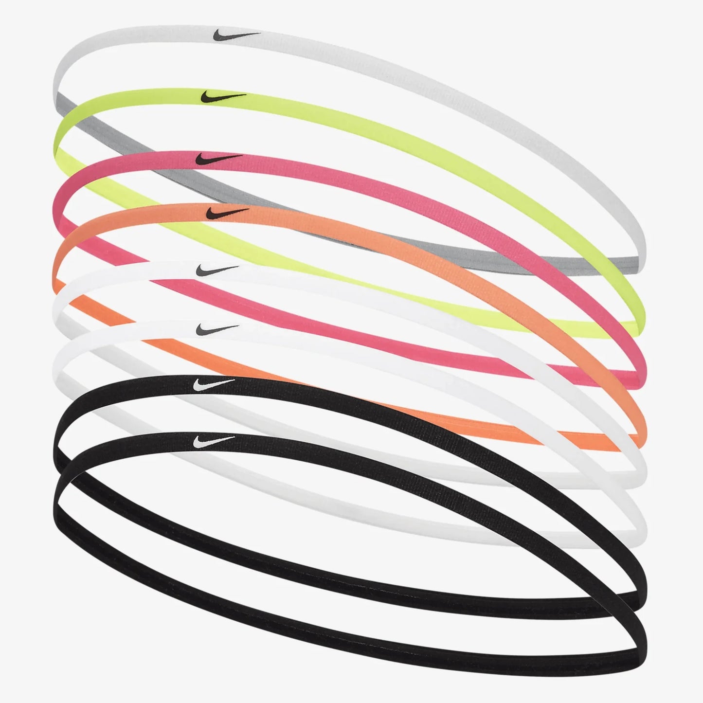 Lot de 8 bandeaux fins Nike pour jeunes, noir/blanc, multicolores OSFM
