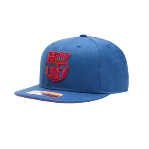 Barcelona Crayon Flat Peak Snapback Hat Blue